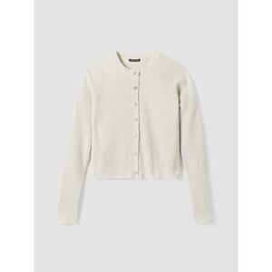 Eileen Fisher Cotton Chenille Crewneck Cardigancream Bone Size XL NEW
